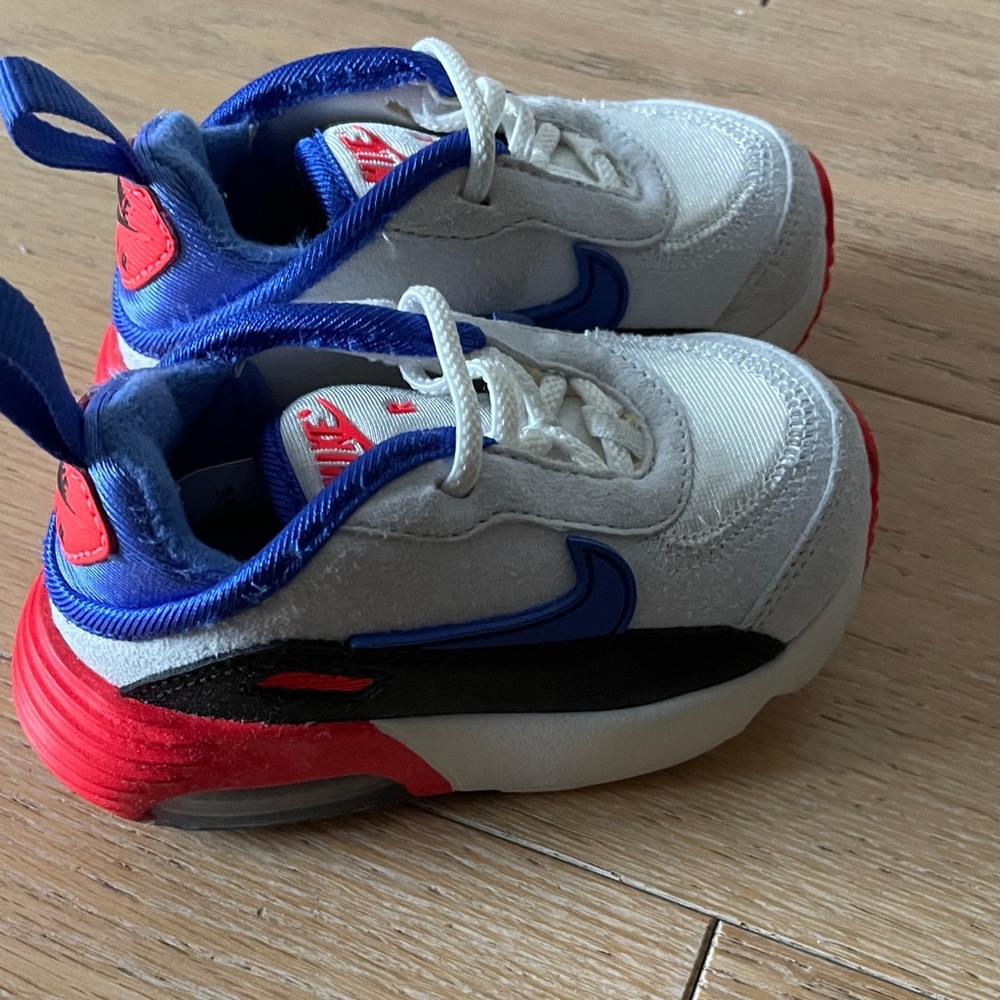 Like New Nike AirMax Baby Red, Blue, and White Sneakers, Size 4C - Used 2x